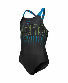 Arena G Swimsuit V Back Graphic black-turquoise 8-9